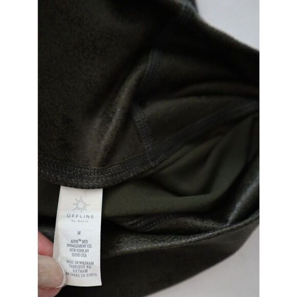 Offline x Aerie Women's Sz M Olive Green The Hugger Hi-Waisted Crackle Leggings - Picture 6 of 9